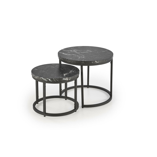 OREO zestaw dwóch ław czarny marmur / czarny - Halmar