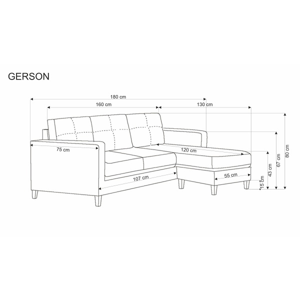 Sofa GERSON z podnóżkiem popielaty - Halmar