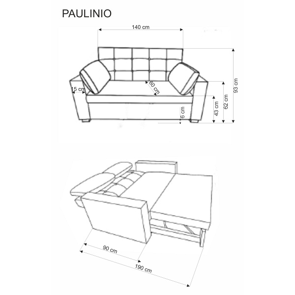 Sofa PAULINIO rozkładana, popielaty - Halmar