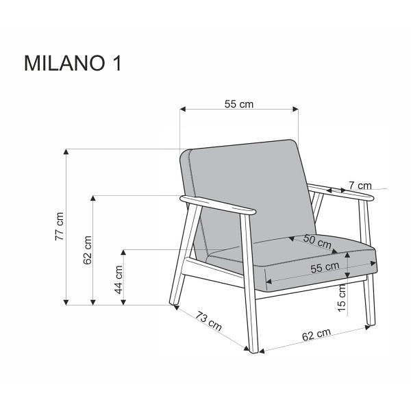Fotel MILANO 1S - beżowy tap. Castel 15 - Halmar