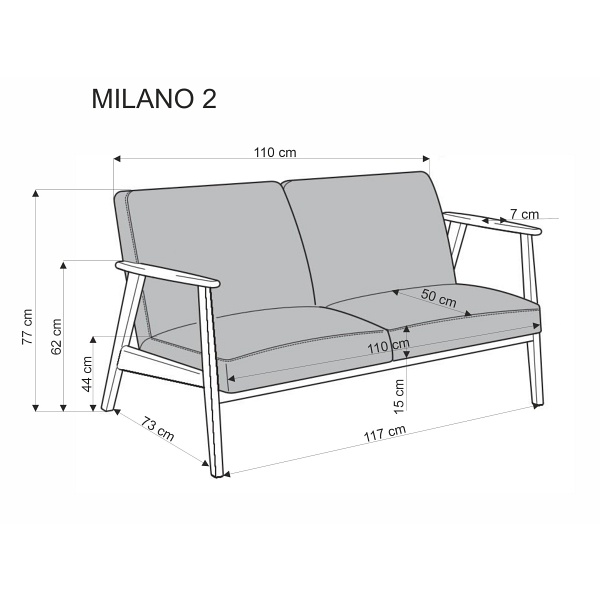 Sofa MILANO 2S - beżowy tap. Castel 15 - Halmar