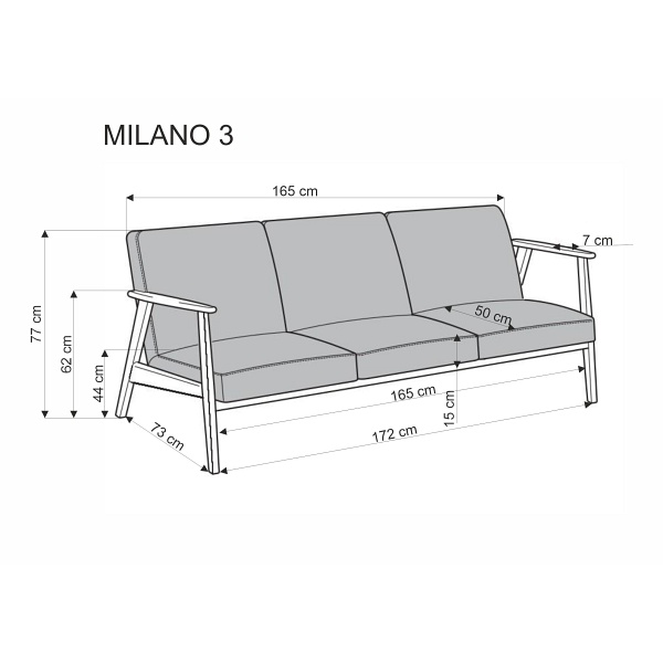 Sofa MILANO 3S - beżowy tap. Castel 15 - Halmar
