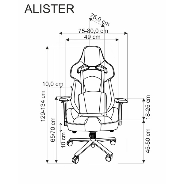 Fotel ALISTER gabinetowy popielaty / czarny - Halmar