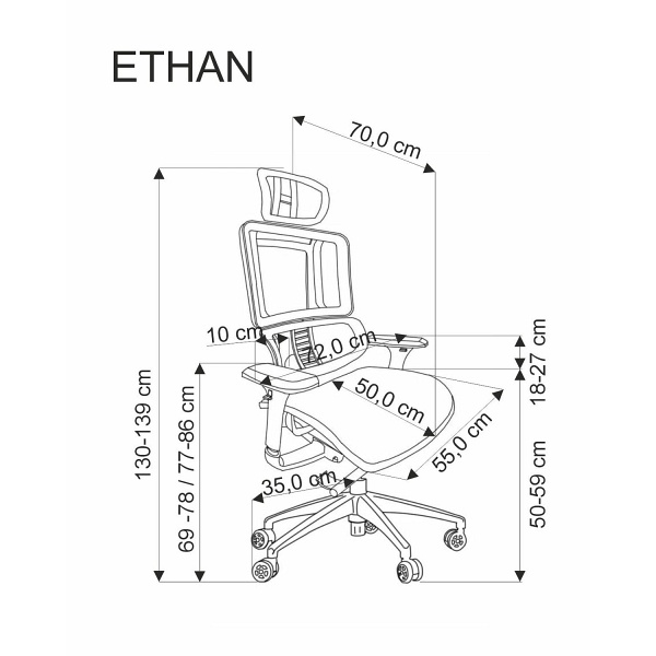 Fotel ETHAN gabinetowy popielaty - Halmar