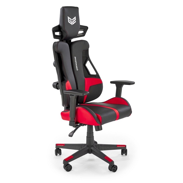 Fotel NITRO gabinetowy eco skóra / tkanina, czarny / czerwony - Halmar