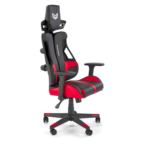 Fotel NITRO gabinetowy eco skóra / tkanina, czarny / czerwony - Halmar