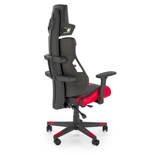 Fotel NITRO gabinetowy eco skóra / tkanina, czarny / czerwony - Halmar