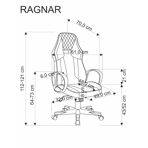 Fotel RAGNAR gabinetowy czarny / niebieski - Halmar