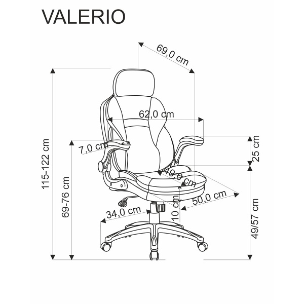 Fotel VALERIO gabinetowy czarny / popielaty - Halmar