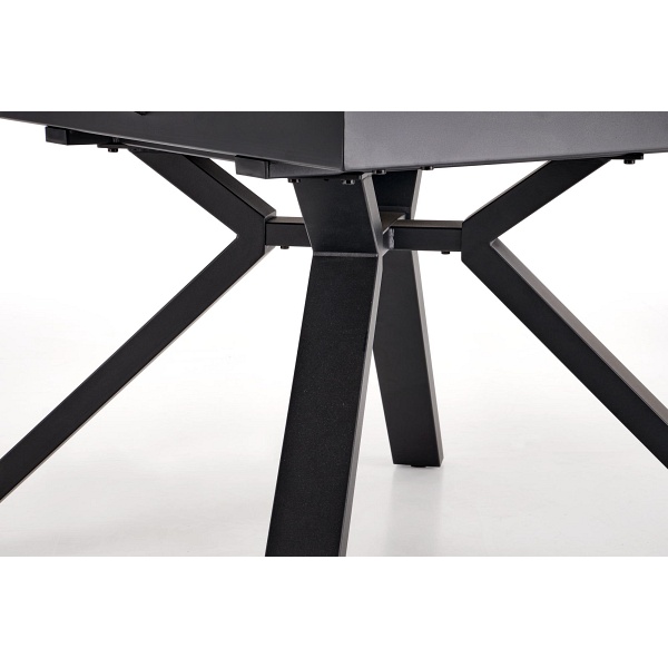 Stół VERTIGO rozkładany, blat - biały marmur, nogi - czarny - Halmar