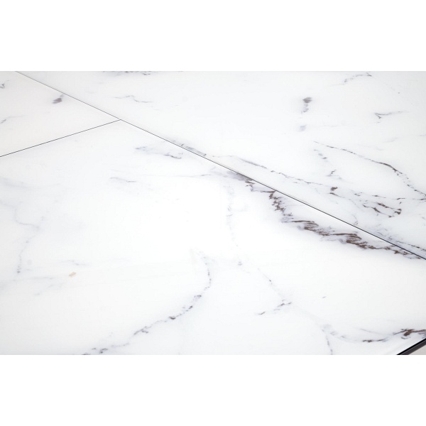 Stół VERTIGO rozkładany, blat - biały marmur, nogi - czarny - Halmar