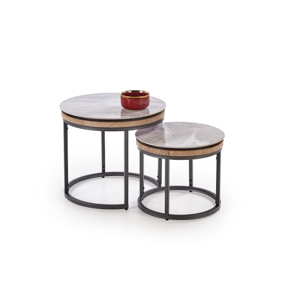 ITAKA zestaw 2 ław, popielaty marmur / grafitowy - Halmar