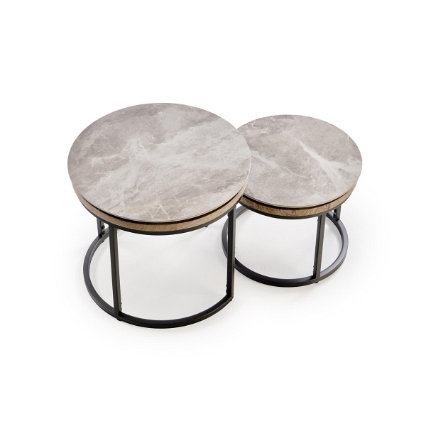 ITAKA zestaw 2 ław, popielaty marmur / grafitowy - Halmar