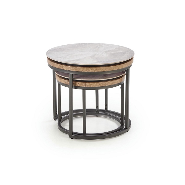 ITAKA zestaw 2 ław, popielaty marmur / grafitowy - Halmar