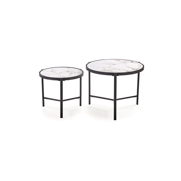 FATIMA zestaw 2 ław, biały marmur / czarny - Halmar