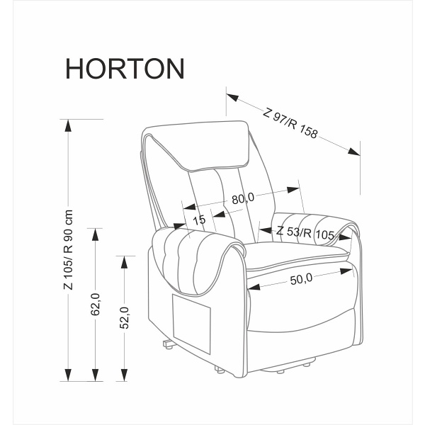 Fotel HORTON wypoczynkowy popielaty - Halmar