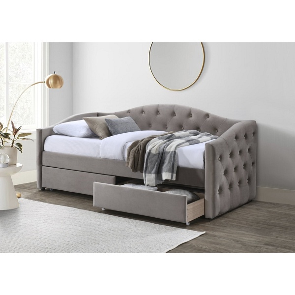 Łóżko ALOHA z szufladami beżowy velvet - Halmar