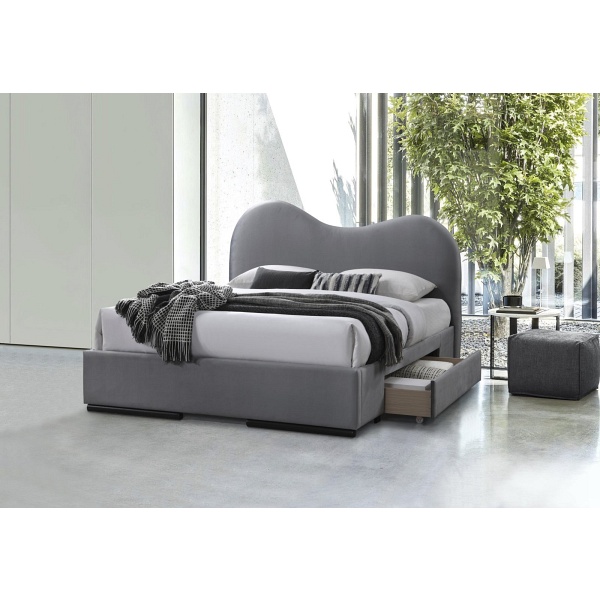 Łóżko AMBER 160 z szufladami popiel velvet - Halmar