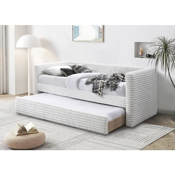 Łóżko ALABAMA z wysuwanym dolnym materacem, kremowy - Halmar