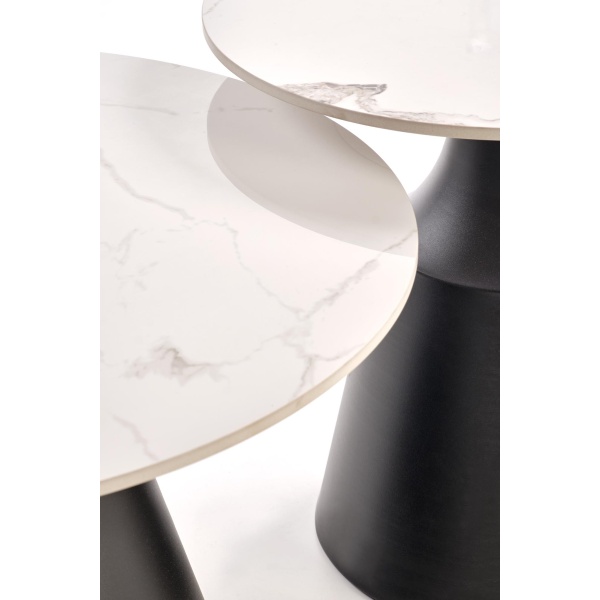 MAGNETA zestaw 2 ław, biały marmur / czarny - Halmar
