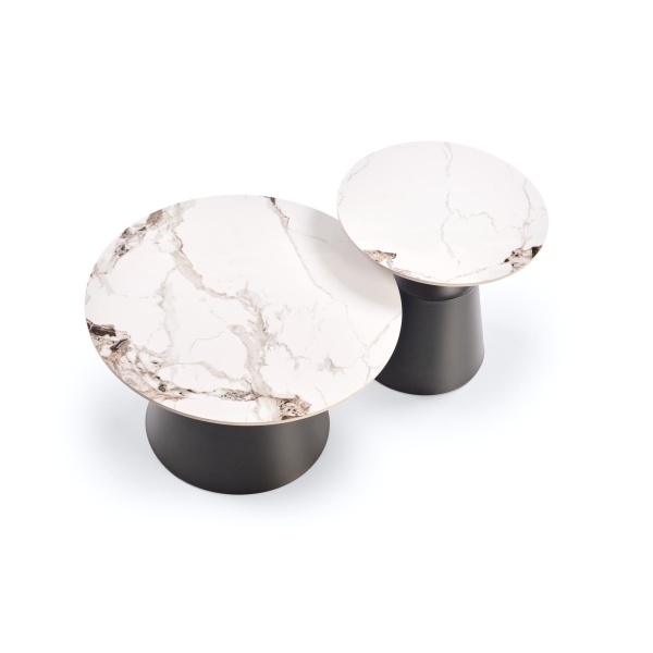 MAGNETA zestaw 2 ław, biały marmur / czarny - Halmar