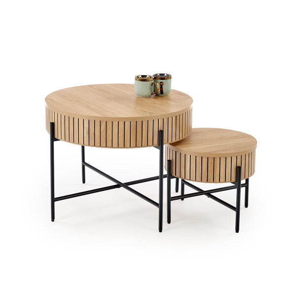 DANTE zestaw 2 ław, naturalny / czarny - Halmar