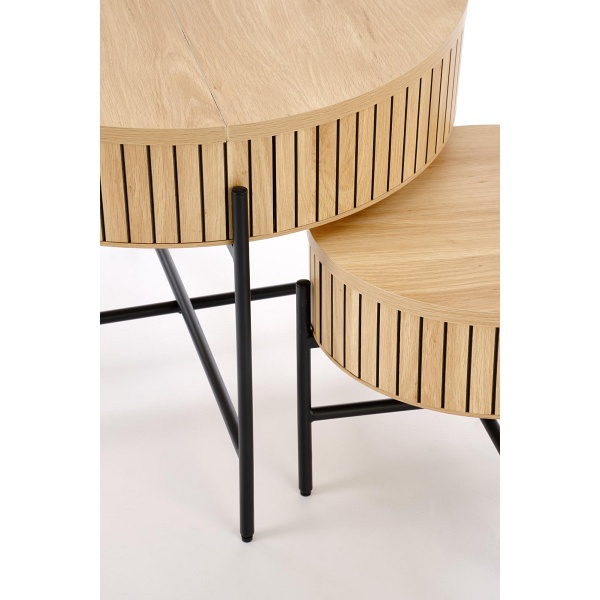 DANTE zestaw 2 ław, naturalny / czarny - Halmar