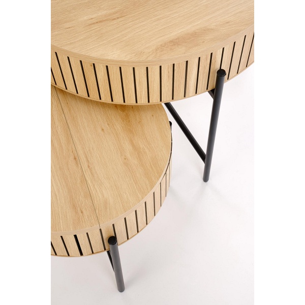 DANTE zestaw 2 ław, naturalny / czarny - Halmar