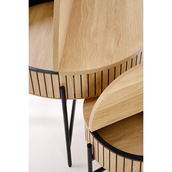 DANTE zestaw 2 ław, naturalny / czarny - Halmar