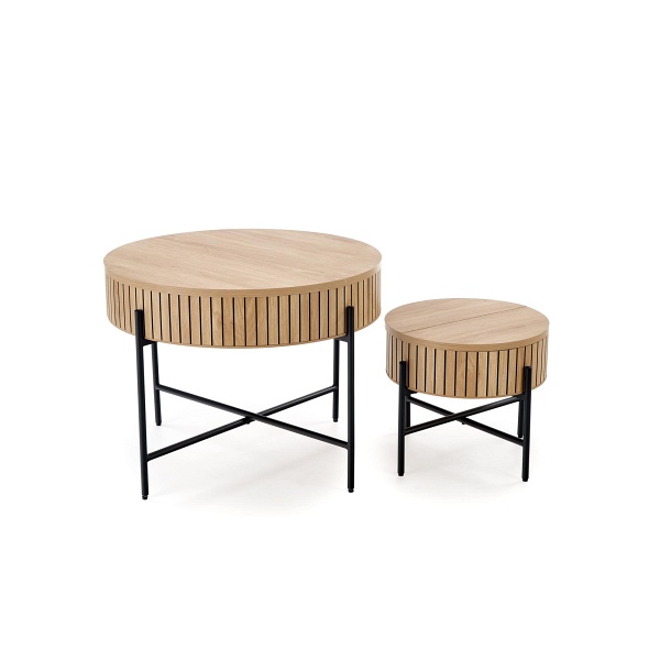 DANTE zestaw 2 ław, naturalny / czarny - Halmar