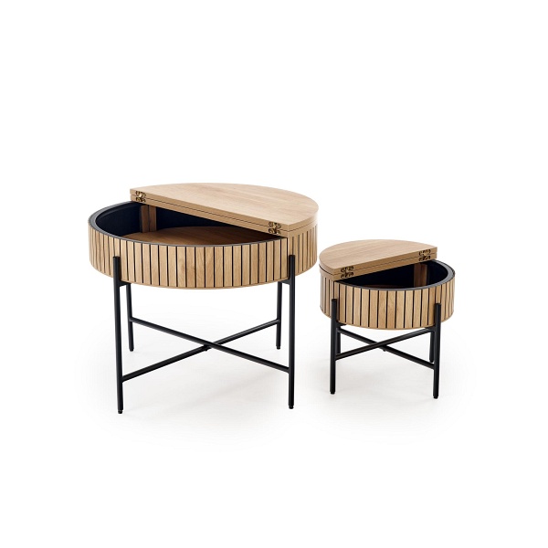 DANTE zestaw 2 ław, naturalny / czarny - Halmar