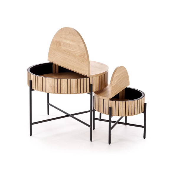 DANTE zestaw 2 ław, naturalny / czarny - Halmar