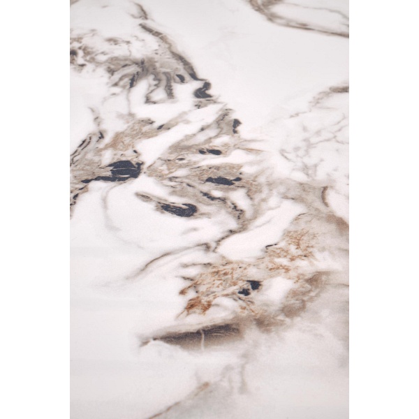 Stół GARET okrągły, biały marmur / czarny - Halmar