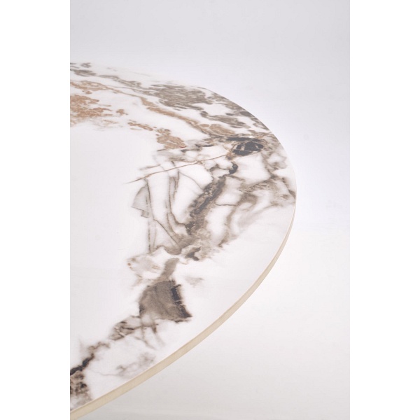 Stół GARET okrągły, biały marmur / czarny - Halmar