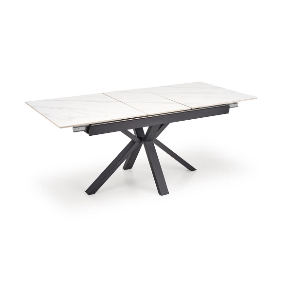 Stół PLATAN rozkładany, biały marmur / czarny - Halmar