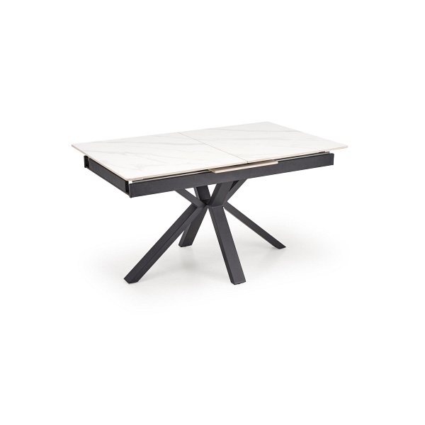 Stół PLATAN rozkładany, biały marmur / czarny - Halmar