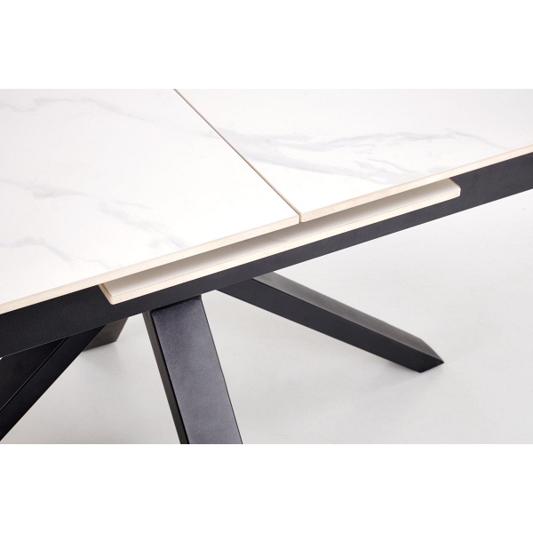 Stół PLATAN rozkładany, biały marmur / czarny - Halmar