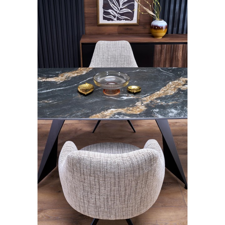 Stół ARMANI rozkładany, czarny marmur / czarny - Halmar