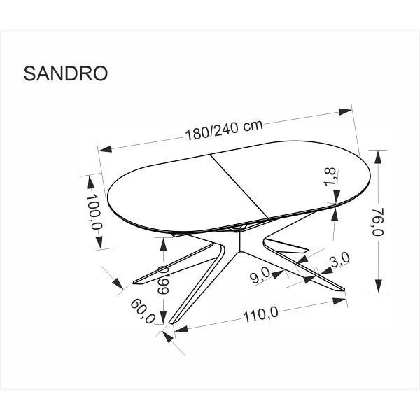Stół SANDRO rozkładany, czarny - Halmar