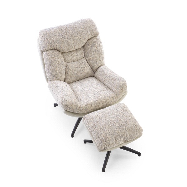 Fotel KRONOS z podnóżkiem, beżowy / wielobarwny - Halmar