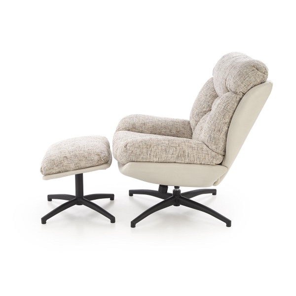 Fotel KRONOS z podnóżkiem, beżowy / wielobarwny - Halmar