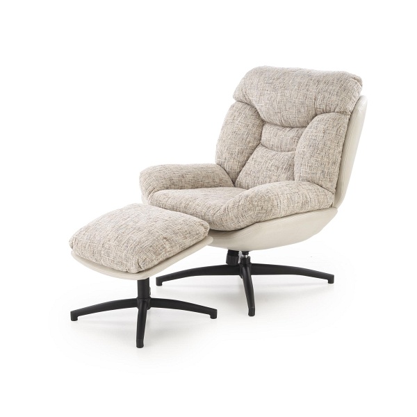 Fotel KRONOS z podnóżkiem, beżowy / wielobarwny - Halmar