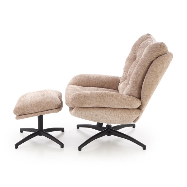 Fotel PESTO z podnóżkiem / funkcja kołyski, beżowy - Halmar