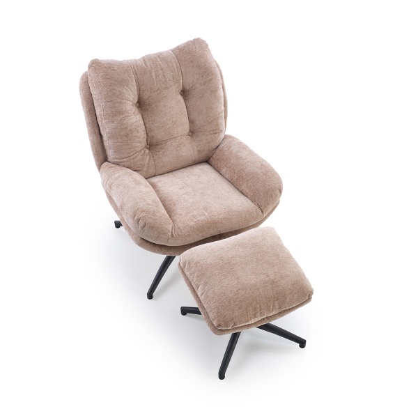Fotel PESTO z podnóżkiem / funkcja kołyski, beżowy - Halmar