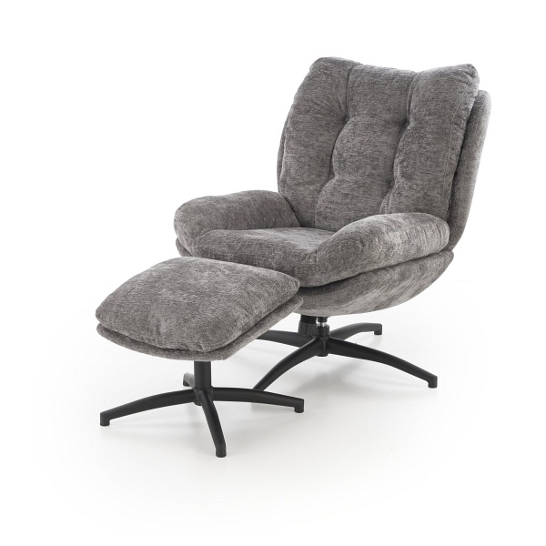 Fotel PESTO z podnóżkiem / funkcja kołyski, popielaty - Halmar