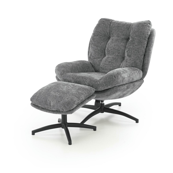Fotel PESTO z podnóżkiem / funkcja kołyski, popielaty - Halmar