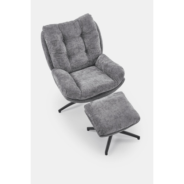 Fotel PESTO z podnóżkiem / funkcja kołyski, popielaty - Halmar