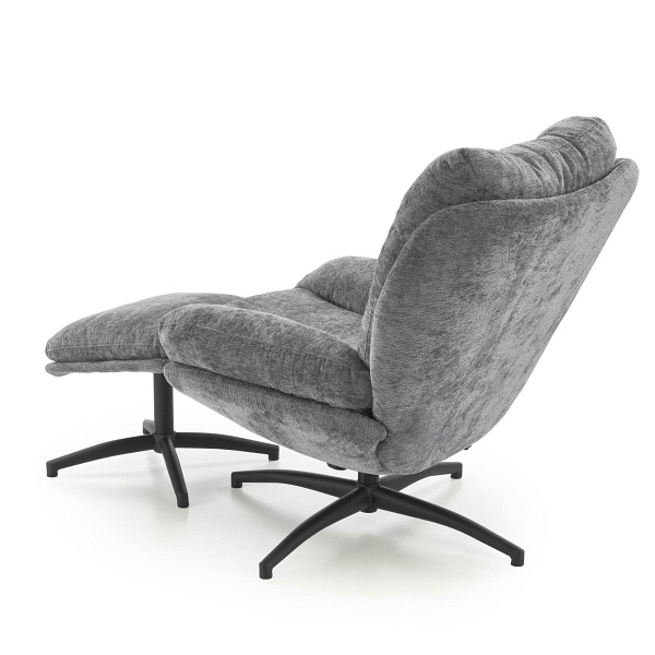 Fotel PESTO z podnóżkiem / funkcja kołyski, popielaty - Halmar