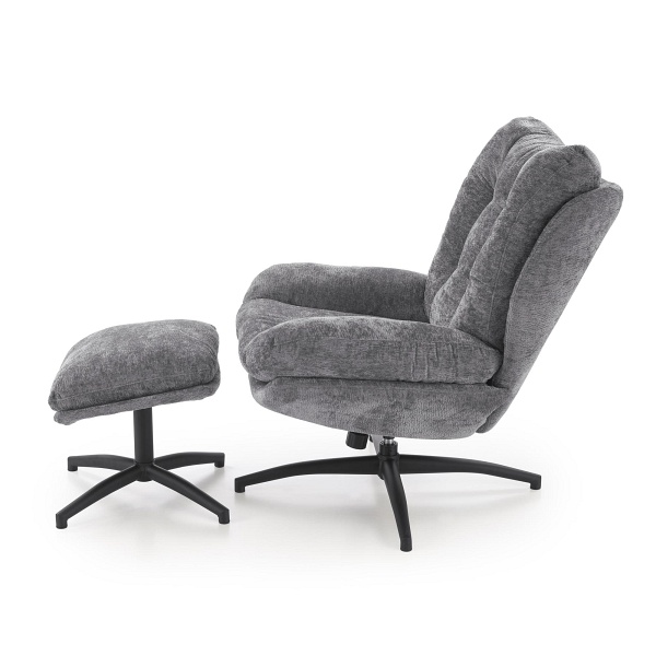 Fotel PESTO z podnóżkiem / funkcja kołyski, popielaty - Halmar