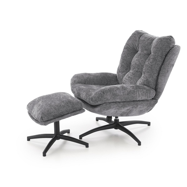 Fotel PESTO z podnóżkiem / funkcja kołyski, popielaty - Halmar